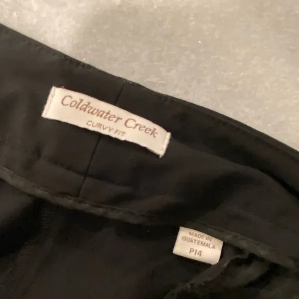 Coldwater Creek Size 14P Soft Stretch Black Wide Leg Zip Up Trouser Pants - Image 6