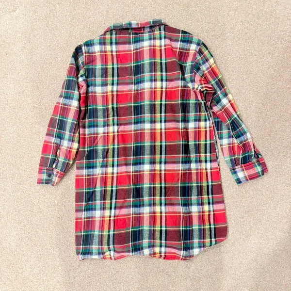 Lauren Ralph Lauren Holiday Plaid Cotton Flannel Shirtdress Sleepshirt Small - Image 5