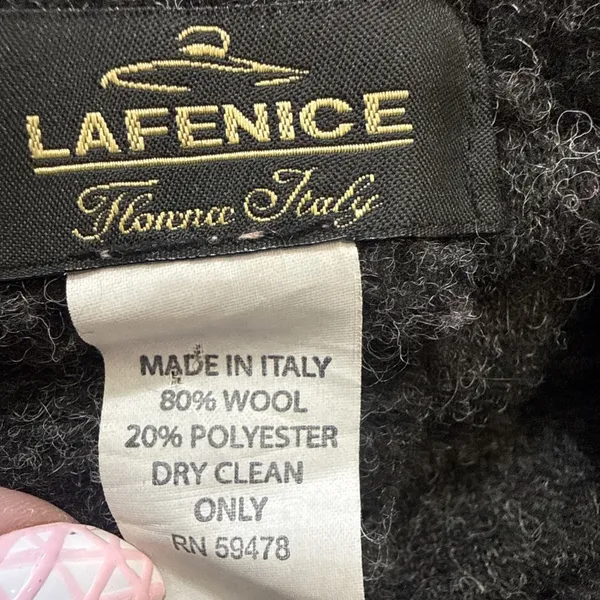 La Fenice Florence Italy Wool Blend Cloche Hat Grey Fuchsia Flower Made in Italy - Image 3