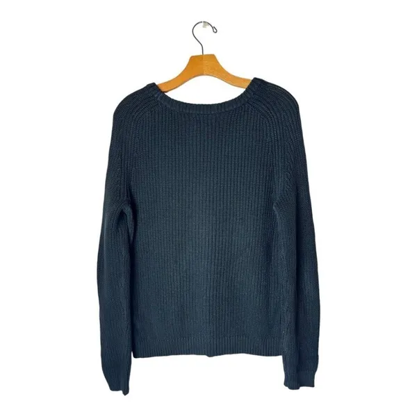 Oak + Fort Sweater Women XS Washed Black Ribbed Knit Cotton Crew‎ Neck Pullover - Image 2