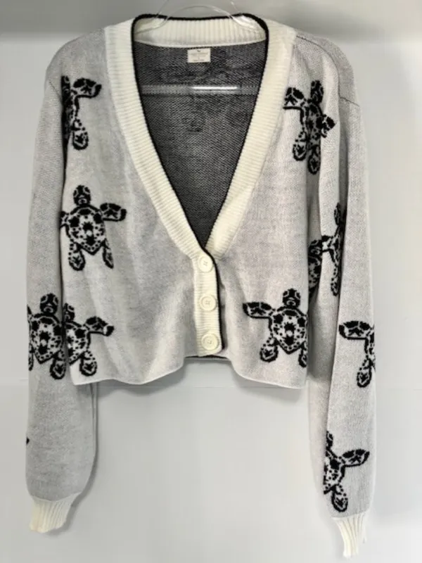 Simply Southern Women’s Size L Cropped Button Front Turtle Cardigan Sweater - Image 6