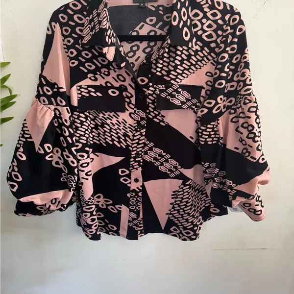 Gracia Pink and Black Patterned Blouse - Image 3