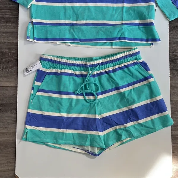 Wildfox Striped Long Sleeve Matching Lounge Wear Set Medium - Image 3