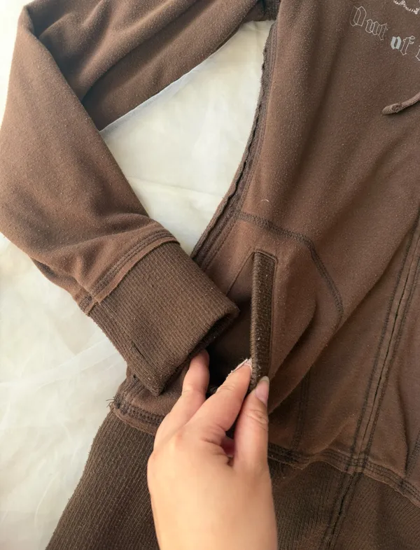 Y2K Brown Faux Fur Lined Hooded Zip Up - Image 6