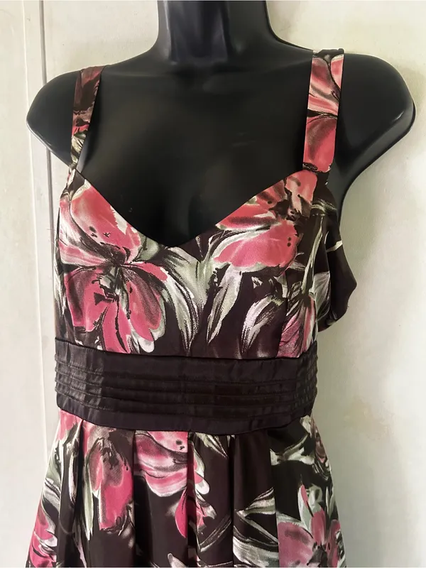 Studio Y brown Dress with Pink Floral Print bubble skirt, bottom Y2K vintage - Image 2