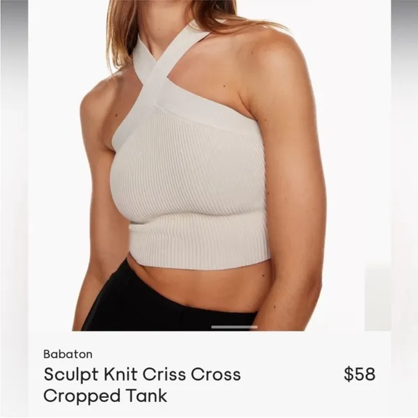 Babaton Criss Cross‎ Sculpt Knit Aritzia Cropped Tank Top Size XS - Image 3