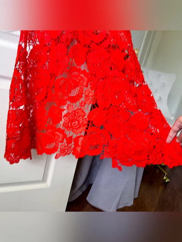 Rococo Sand Eliza‎ Lace Maxi Dress Cutout Blood Orange Small NWT - Image 4