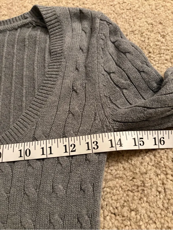 American Eagle y2k 90s 2000s grey long sleeve cable knit sweater size small - Image 12
