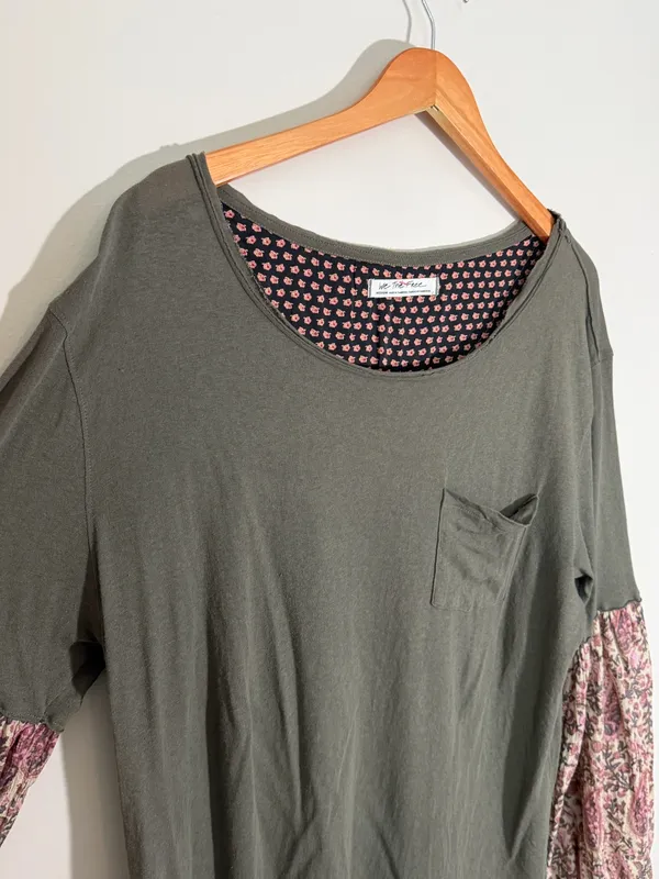 Free People Jade Long Sleeve Tee Mixed Print Sleeves - Image 4