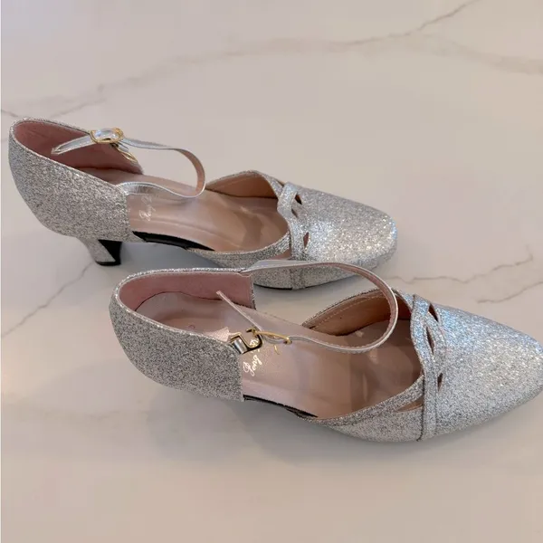 Samba Shoes Silver Sparkly professional dance shoes size 6-6.5 - Image 3