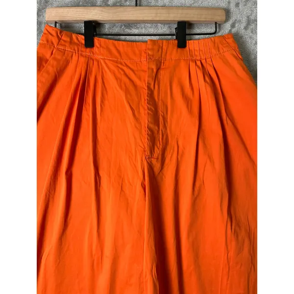 Maeve Anthropologie Slouchy Wide‎ Leg Trousers Bright Orange High Rise 10 New - Image 3