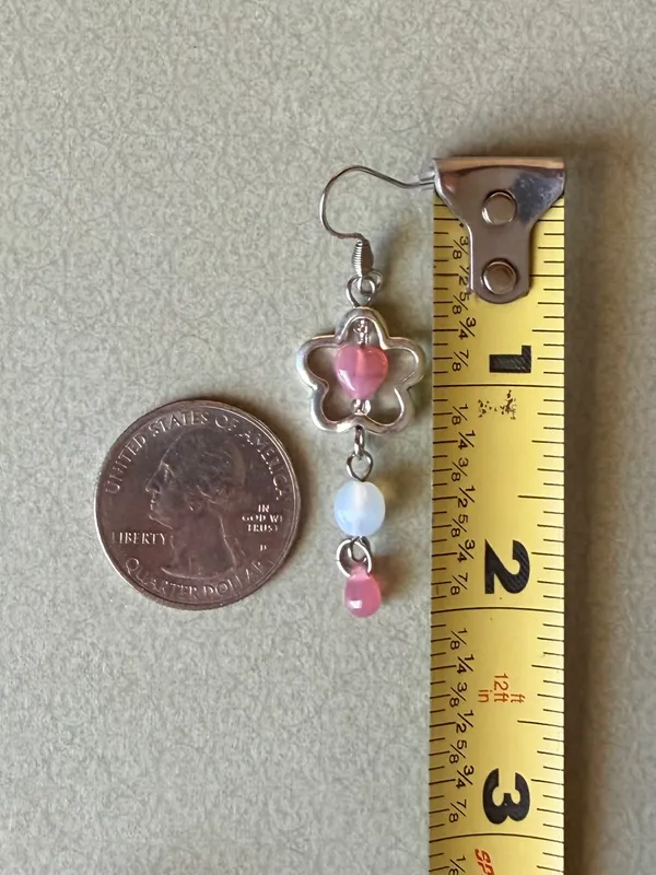 Handmade cute fairy flower Czech glass mix dangle earrings 🌸🤍 - Image 5