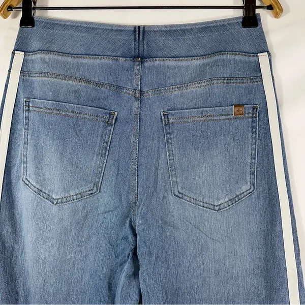 Halara Jeans Women's Small Sunset Blue Flex High Waisted Stripe Wide Leg Flowy - Image 6