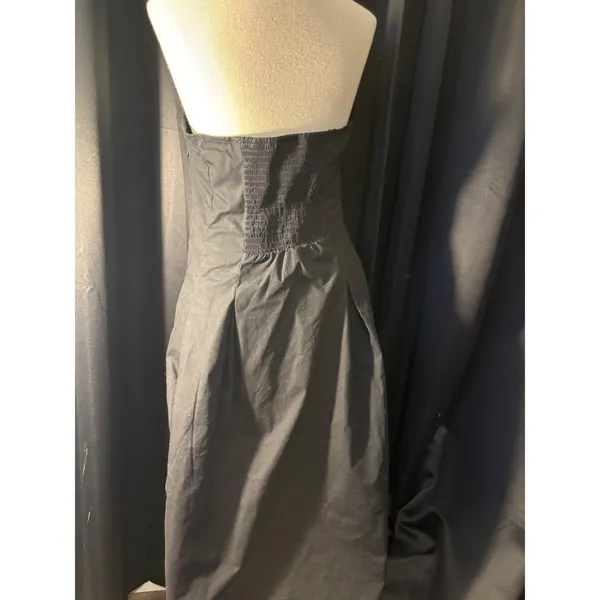 Black Halter Maxi Dress Square Neck Pleated‎ A-Line Gown with Pockets - Image 9