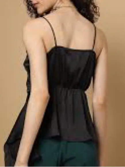 Vero Moda Black Strappy Wrap Top with a High-Low Hem. - Image 9