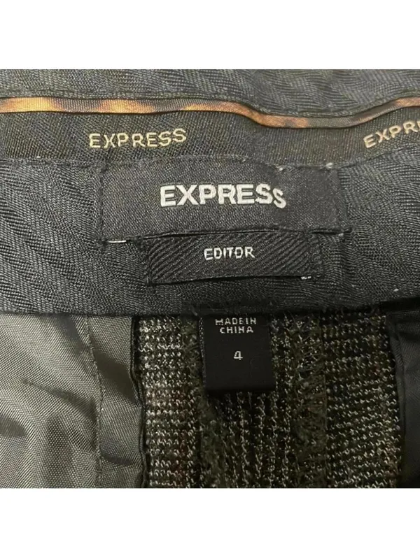 Express Design Studio Editor Pants Grey Plaid Work Career Office Trouser - Image 6