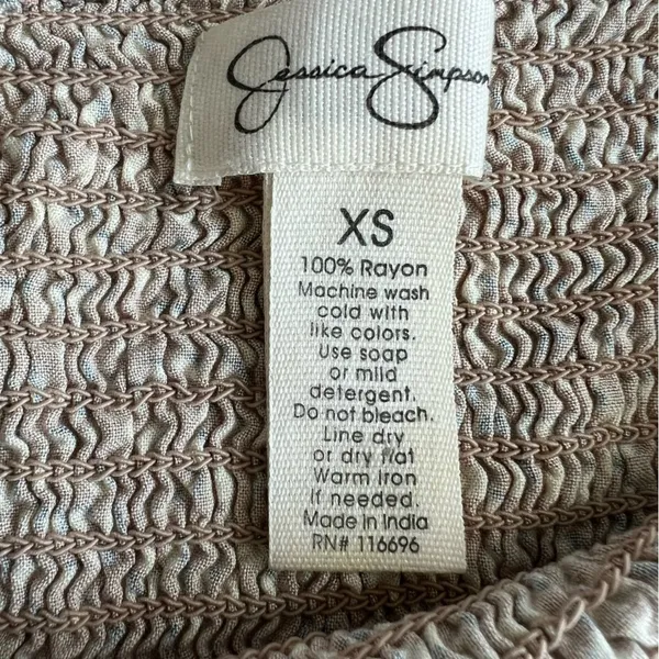 Jessica Simpson smocked sleeveless jumpsuit beige with ivory speckle size xs - Image 6