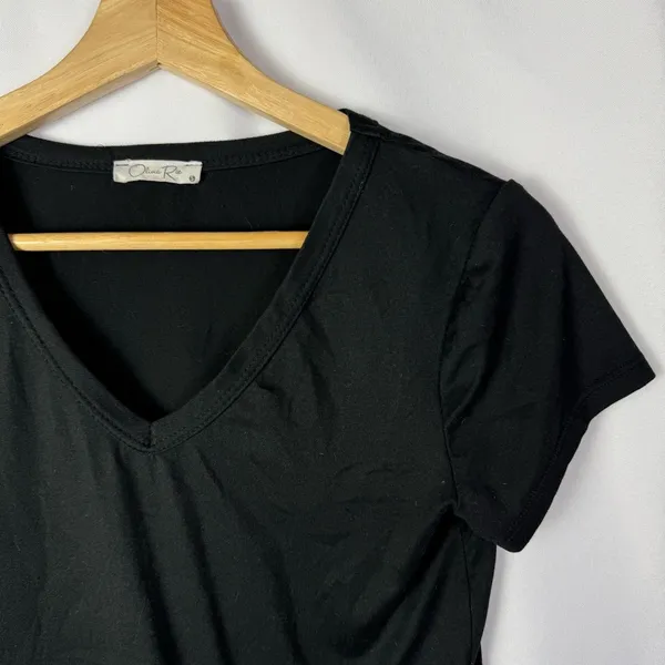 Olivia Rae Black V-Neck Cropped Short Sleeve T-Shirt S‎ - Image 4
