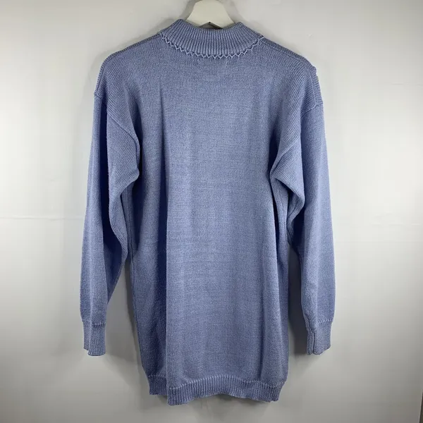 Vintage 90s Jaclyn Smith M Sweater Beaded Embroidery Mock Neck Periwinkle Blue - Image 7