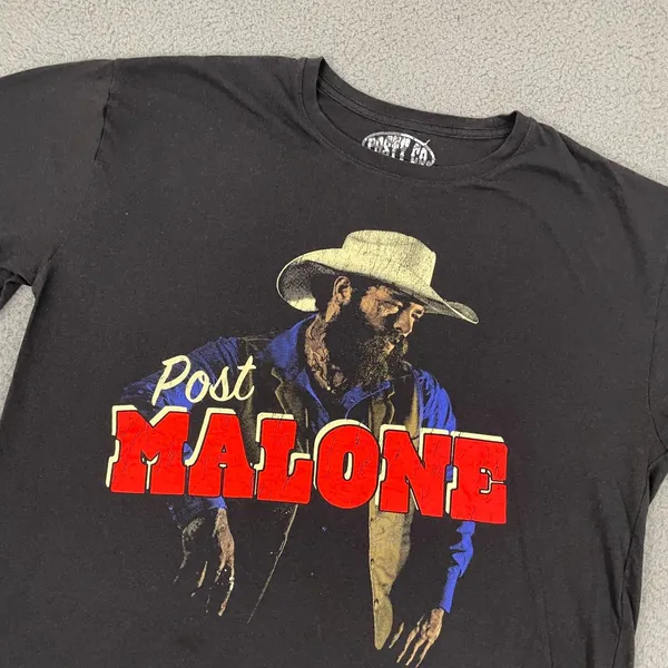 Post Malone Posty Co Shirt Women XXL Black Cowboy Graphic Short‎ Sleeve - Image 2