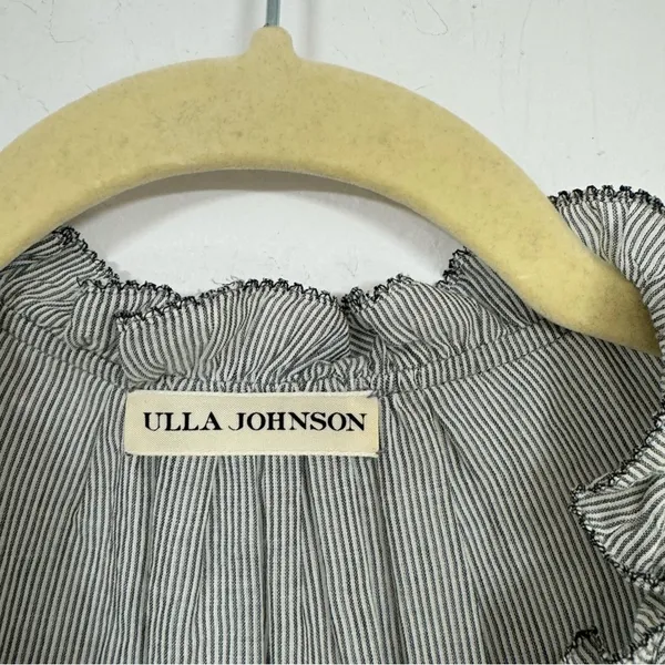 Ulla Johnson Grey Cotton Tiered Mini Dress Womens 6 Boho Romantic Casual Cottage - Image 7