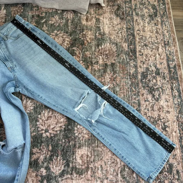 Just Black‎ Denim Straight Leg Jeans Size 28 Distressed Light Wash Made In USA - Image 14