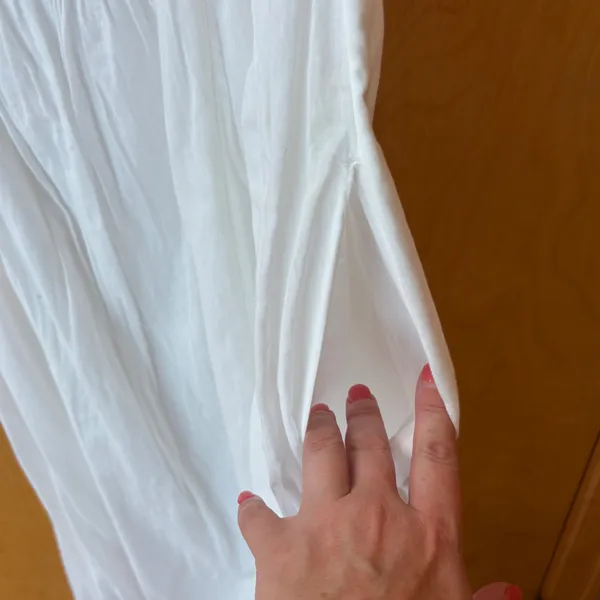 Abercrombie & Fitch Maxi Dress Womens XLT White Pleated Tie Strap Smocked Pocket - Image 5