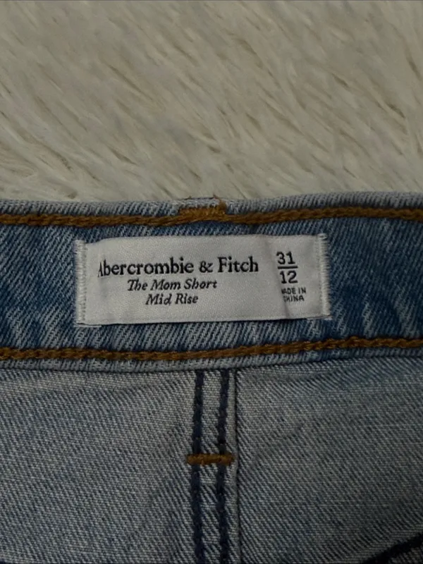 Abercrombie & Fitch Light Blue Distressed Denim Mom Shorts - Image 3