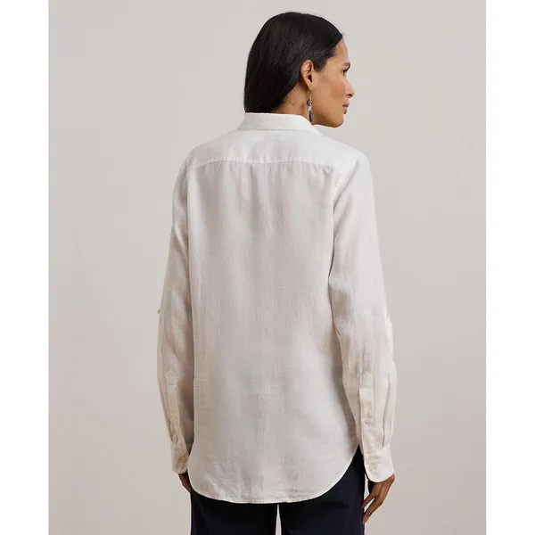 Lauren Ralph Lauren 100% Linen Nautical Graphic Button Down Shirt White XS NWT - Image 3