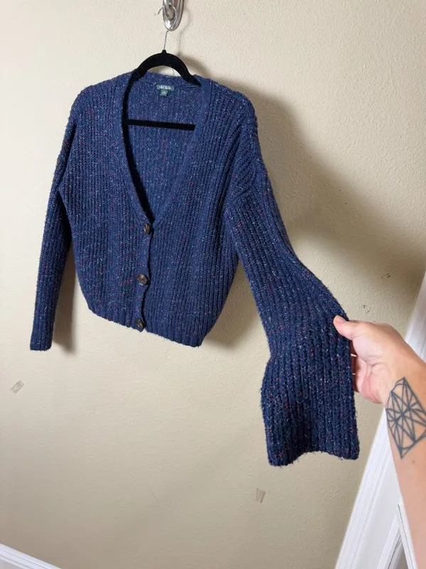 Wild Fable Variegated Thread Cropped Cardigan Blue Size XS - Image 4