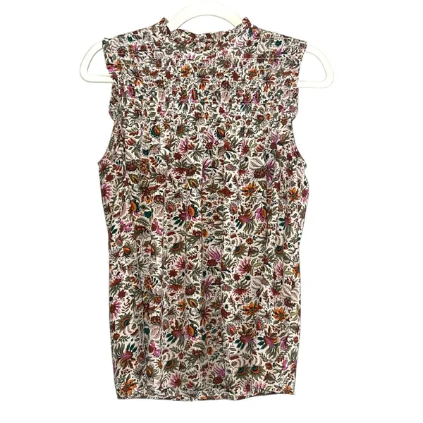Anthropologie Maeve Sleeveless‎ Smocked Floral High Neck Top Multicolor Size 6 - Image 2