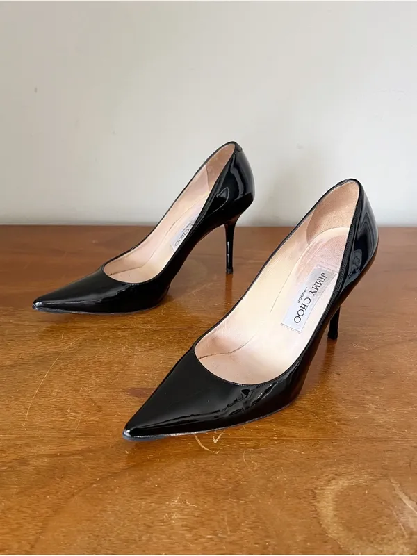 Jimmy Choo • Abel black patent leather pump stiletto heel 100mm point toe - Image 15