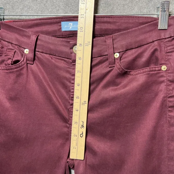 7 For‎ All Mankind b(air)Skinny Jeans Burgundy Wine Red Pants 27 Blair - Image 5