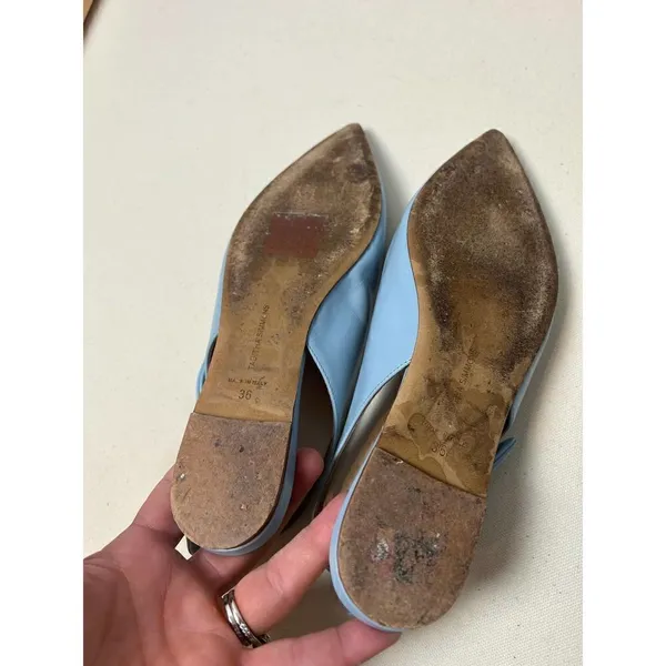 Tabitha Simmons Blue Slingback Bow Flats Sz. 36 (US 5.5) - Image 7
