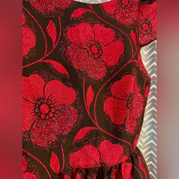 Alice & Olivia | "Nelly Puffed" Dress in Metallic Red, Size 0 - Image 6