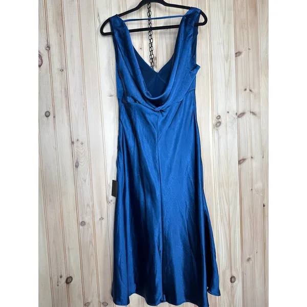 Lulus Incredible Love Navy Satin Cowl Back Midi Slip Dress Cruise X-Small - Image 7