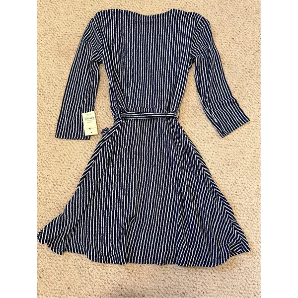 Navy White Striped Wrap‎ Dress Small NWT Office Work - Image 3