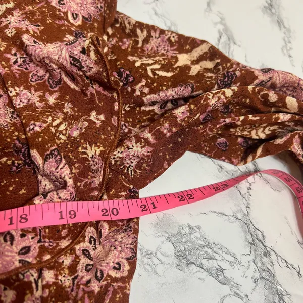 NWOT Free people lux floral jumpsuit ruffle brown‎ pink Sz S - Image 8
