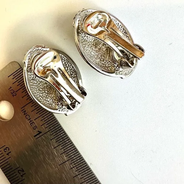 Alex Nicole by 1928 silver tone rose quartz vintage clip on earrings - Image 7
