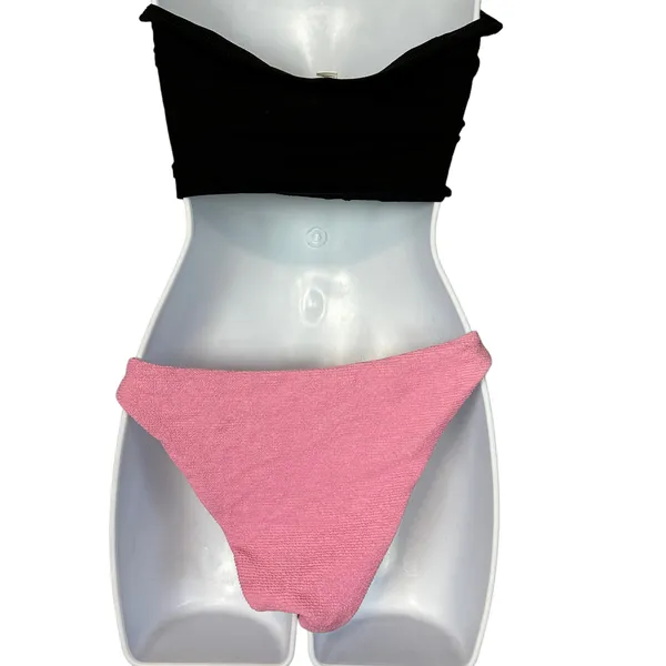 Tularosa Pastel Pink Bikini Bottom SMALL Cheeky Textured Smocked Revolve $78 NEW - Image 4