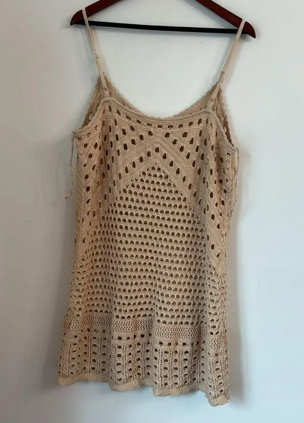 Aerie Crochet Cover Up Mini Dress xl - Image 6