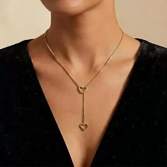 Double Love Heart Pendant Necklace for Women Hollow Designs - Image 6