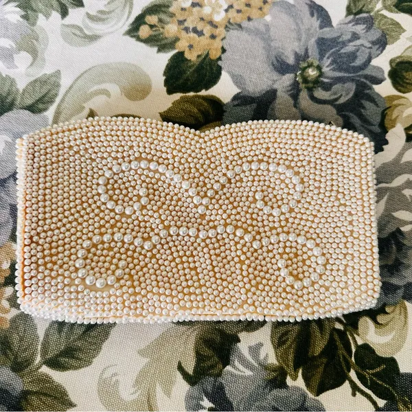 Vintage Faux Pearl Beaded Clutch - Image 5