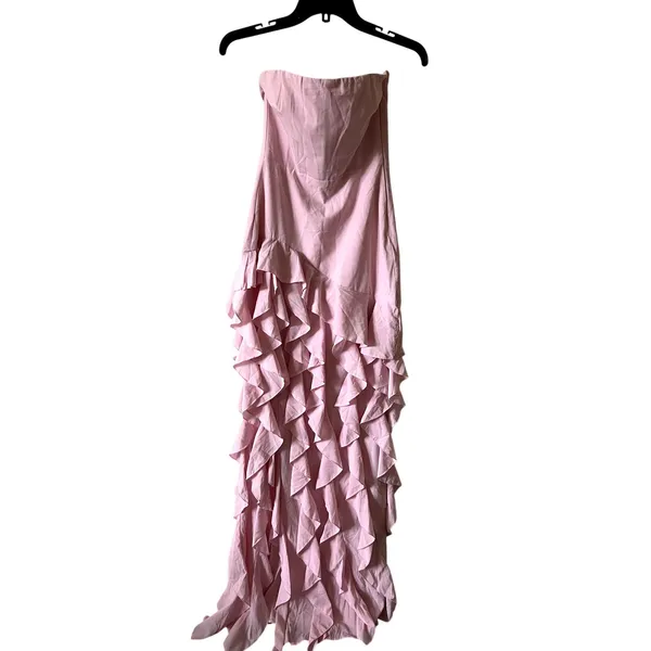 Oh Polly Diletta Ruffle Trim Strapless Gown Light Pink Maxi Dress size 2 New - Image 3