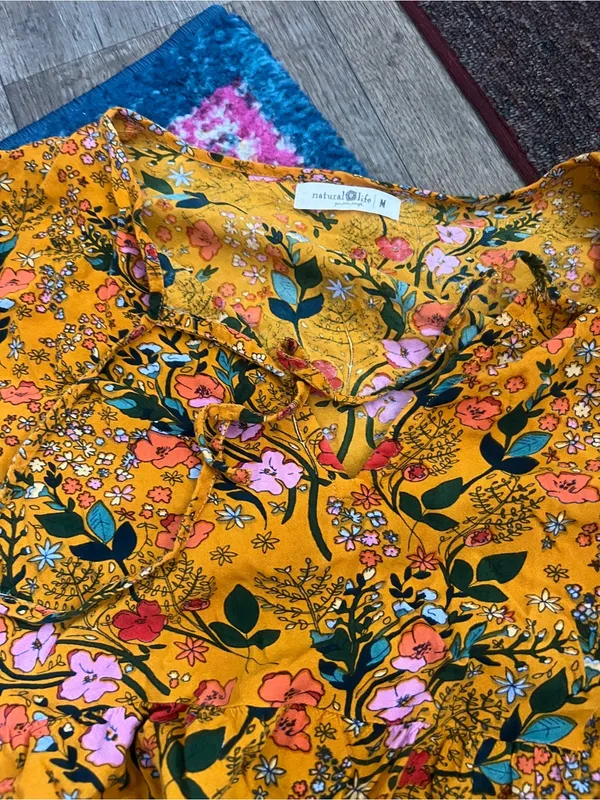 Natural Life Phoebe Maxi Dress Gold Yellow Boho Floral Women’s M oversized - Image 7
