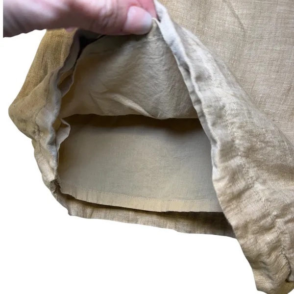 Vineyard Vines Khaki‎ Belted Lined Linen Paperbag Waist Shorts Quiet Luxury 4 - Image 8
