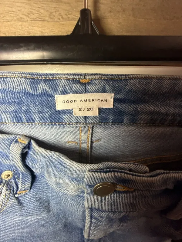 Good American High Rise Distressed Straight Leg Jeans Size 2/26 - Image 3