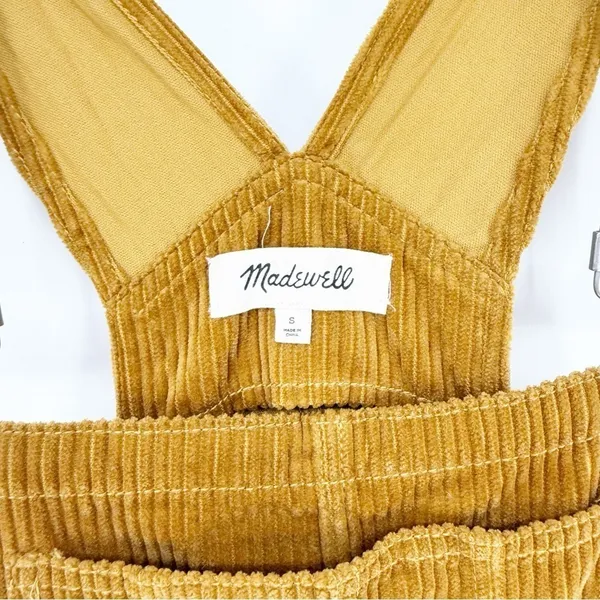 Madewell Straight Leg Cord Overalls Women's‎ Size S Antique Gold Utility Chic - Image 6