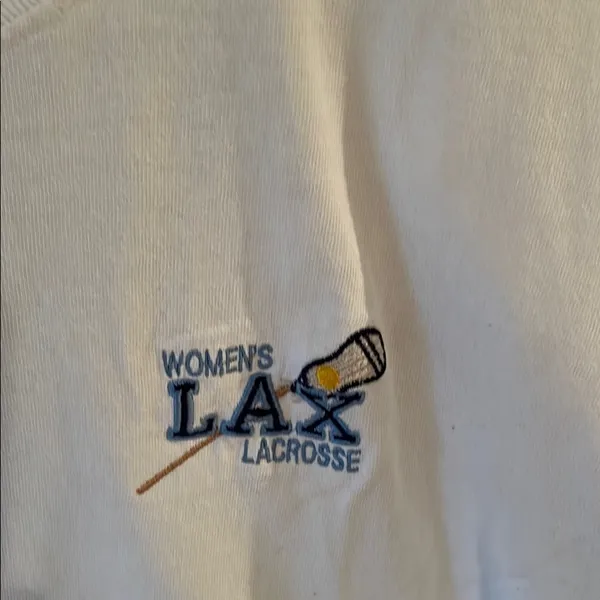 Anvil Unisex Womwns White T-Shirt with embroidery LAX lacrosse Logo - Image 3