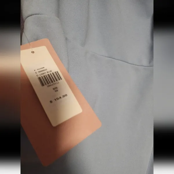 Ashlynn Square-Neck Stretch Crepe Side-Slit Gown, Light Blue Size 10 - Image 5